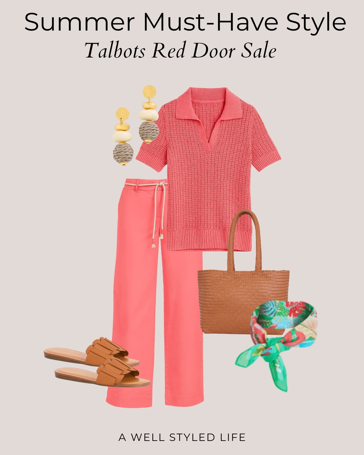 Everything you need for a pulled-together warm-weather look — and it’s all on sale at the Talbots Red Door Sale! I’m loving these coral tones for a fresh seasonal update. Light layers, comfy slides, and pops of texture make this outfit perfect for errands, lunch dates, or vacation days.

#LTKOver40 #LTKStyleTip #LTKSaleAlert