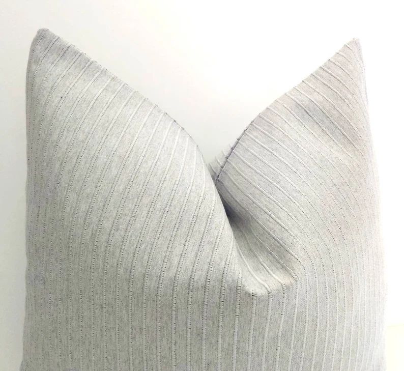 Light Gray Striped Pillow Cover Gray Textured Pillow Modern | Etsy | Etsy (US)