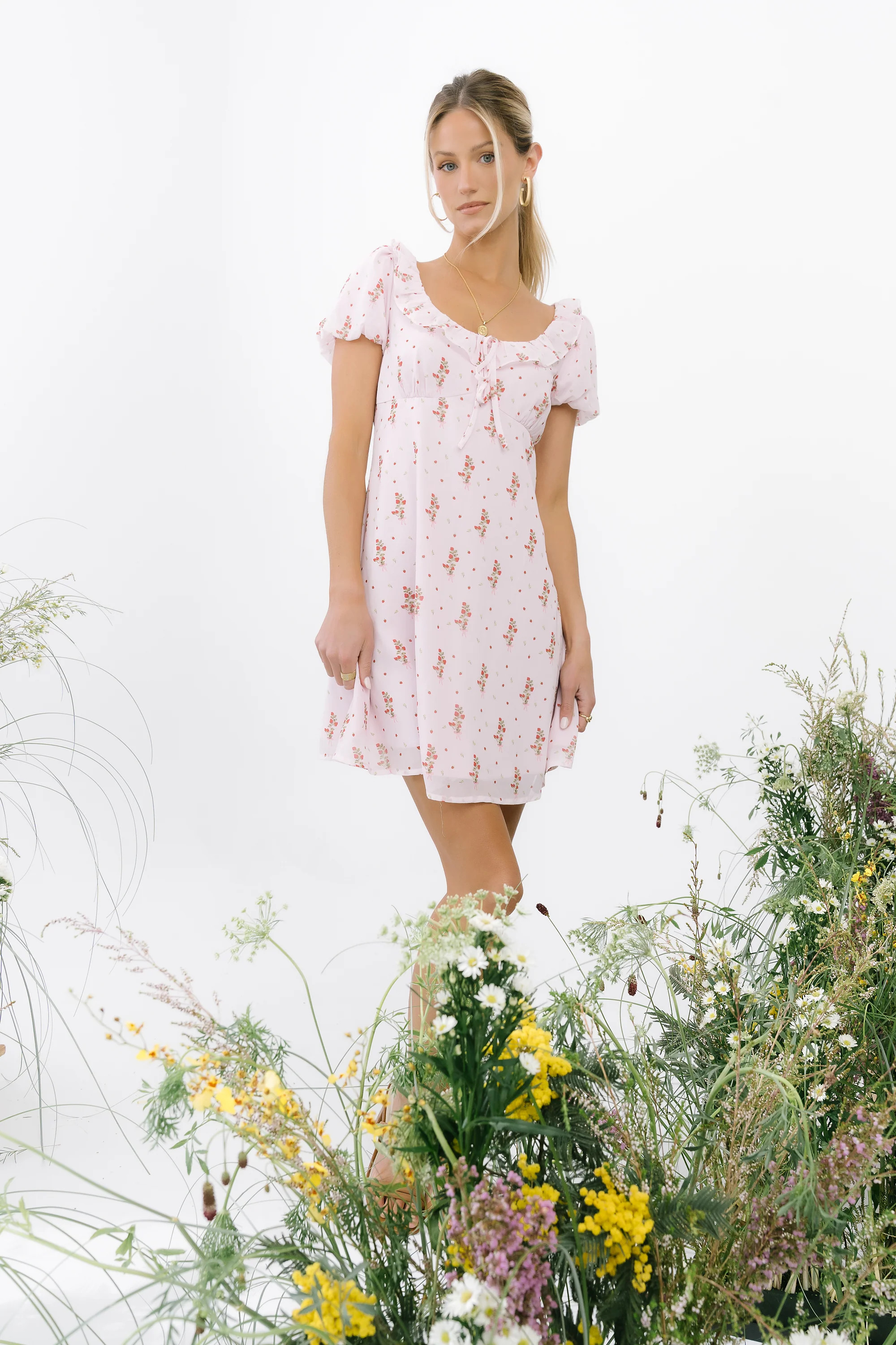 Harvey Floral Mini Dress in Pink | Böhme US