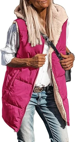 PRETTYGARDEN Womens 2025 Fall Reversible Vests Sleeveless Fleece Jacket Zip Up Hoodie Pockets Lon... | Walmart (US)