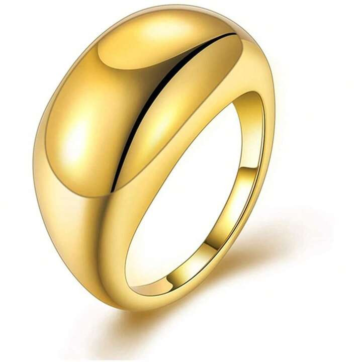 1Pc Fashion Gold/Silver Color Thick Chunky Dome Smooth Rings Vintage Geometric Minimalist Chunky ... | SHEIN
