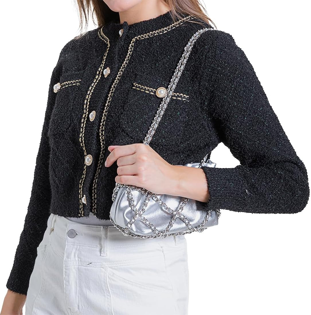 Women Cardigan Sweaters Casual Long Sleeve Open Front Cropped Jackets Button Down Knit Outerwear | Amazon (US)