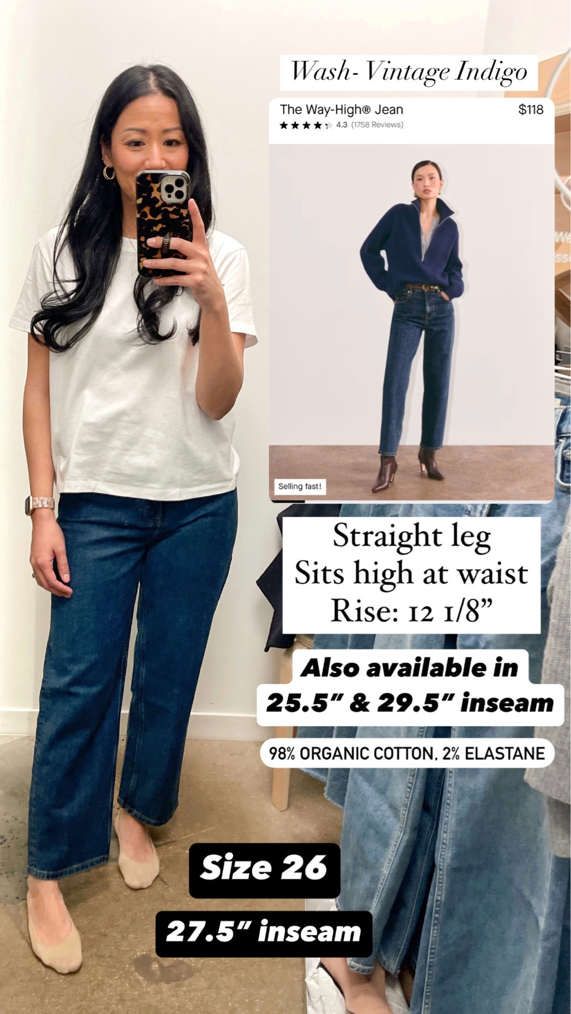 Sized up to medium in tee
Size 26 jeans

Everlane The way-high jeans

#LTKSaleAlert #LTKOver40 #LTKFindsUnder100