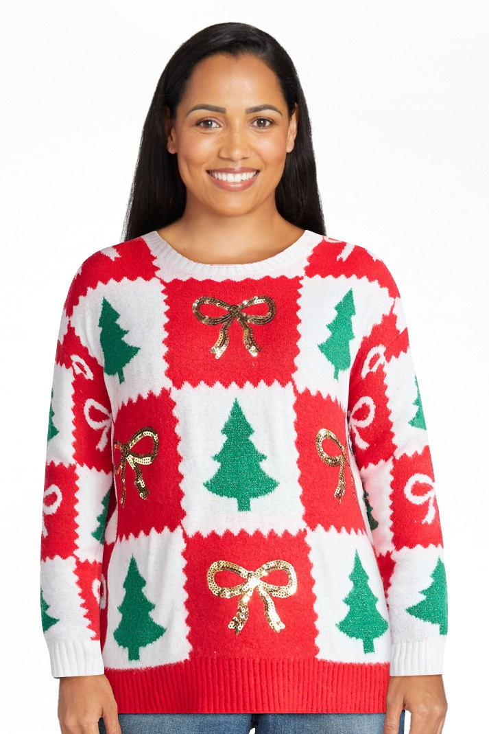 Holiday Time Women's Embellished Pullover Christmas Sweater, Midweight, Sizes XXS-XXXL | Walmart (US)