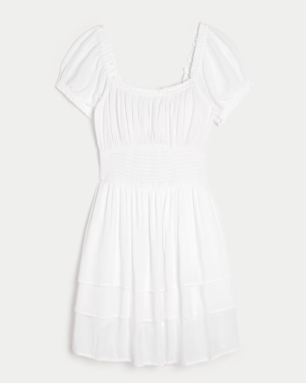 Hollister Saidie On/Off the Shoulder Triple-Tier Skort Dress | Hollister (US)