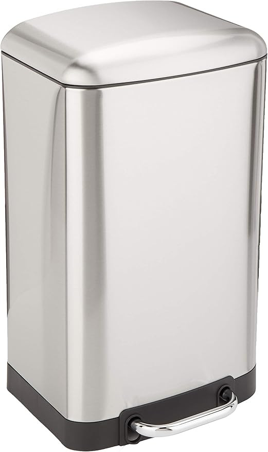 Amazon Basics 20 Liter / 5.3 Gallon Soft-Close, Smudge Resistant Trash Can with Foot Pedal - Nick... | Amazon (US)