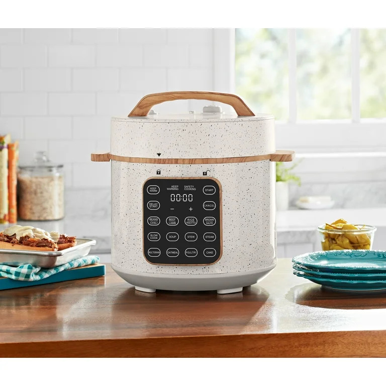 The Pioneer Woman 6 Qt Pressure Cooker,Linen Speckle,Wood Grain, Blinking Display, Touch Control | Walmart (US)