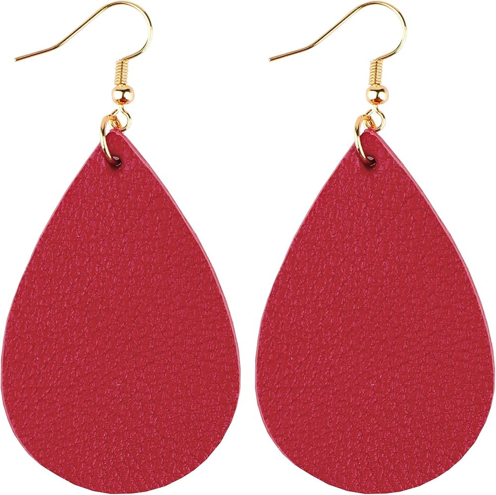 Leather Earrings Dangle Drop for Women Teen Girls, Teardrop Earrings Lightweight, Gifts for Her | Amazon (US)