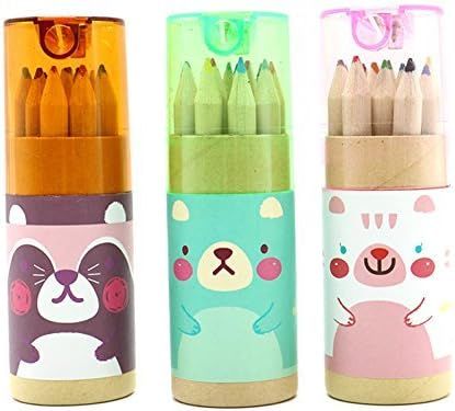 Pomeat 3 Pack Cute Cartoon Bear Mini Drawing Colored Pencils with Sharpener, 3.5" Length, Portabl... | Amazon (US)