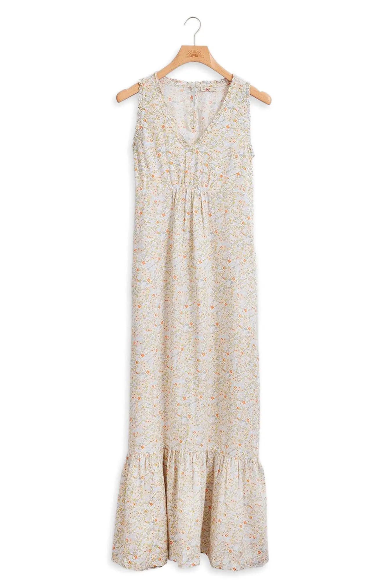 Women's Faherty Sapphira Floral Linen Dress, Size X-Large - Green | Nordstrom