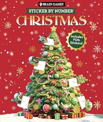 Brain Games - Sticker by Number: Christmas (24 Images to Sticker - Watercolor Tree Cover): Includ... | Amazon (US)