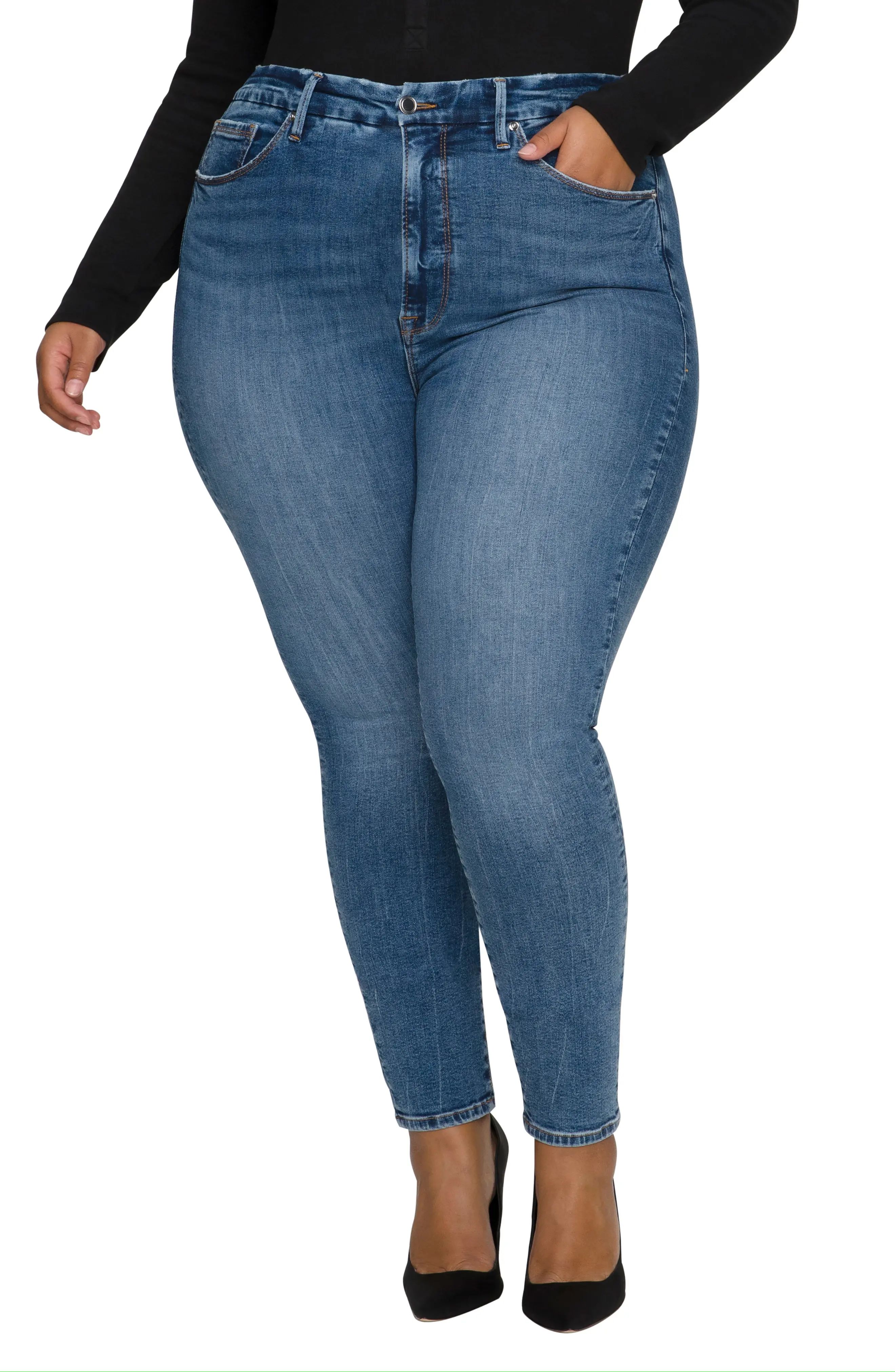 Plus Size Women's Good American Good Waist High Waist Ankle Skinny Jeans, Size 18 - Blue | Nordstrom