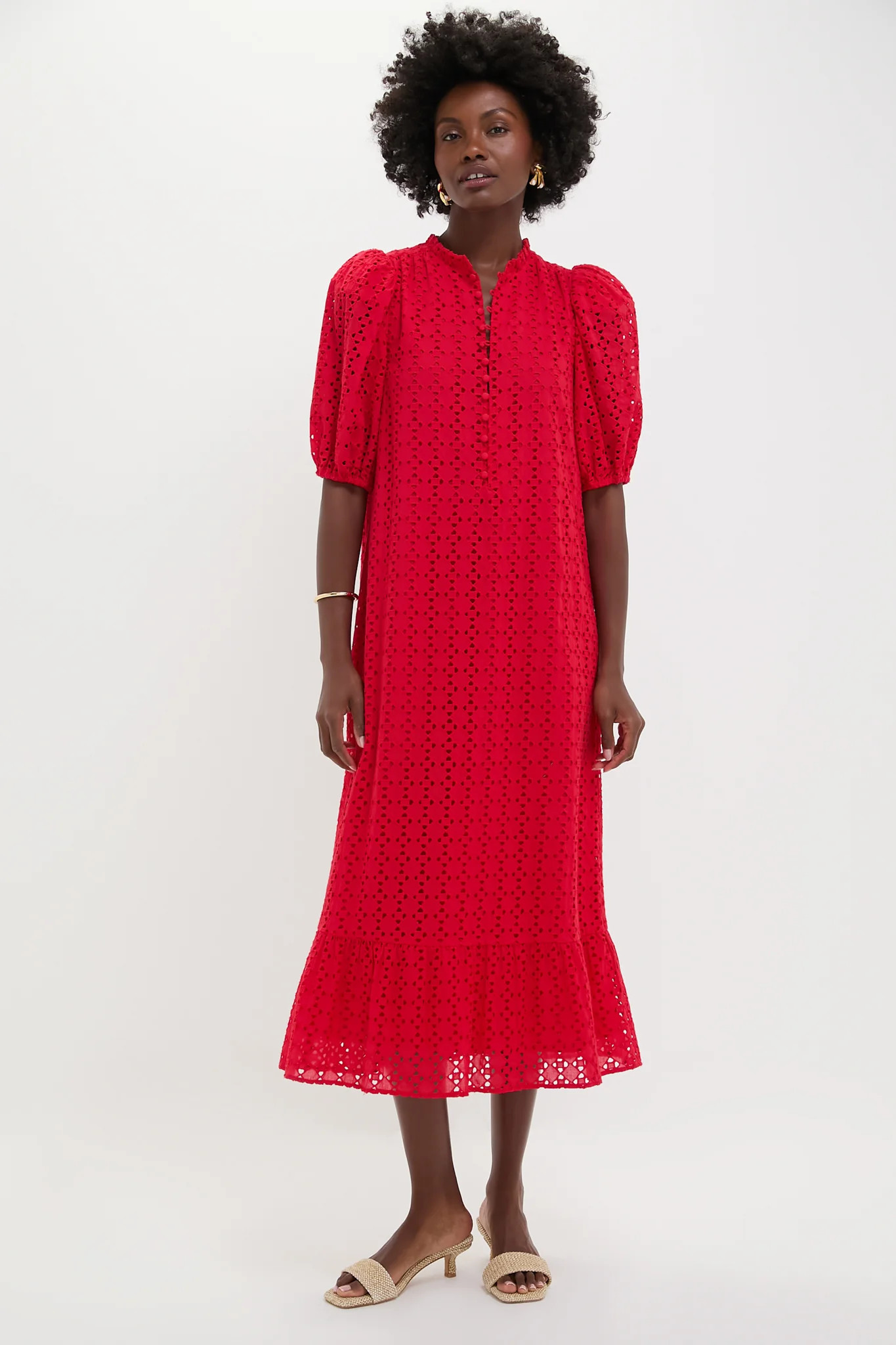 Red Eyelet Tryall Midi Dress | Tuckernuck (US)