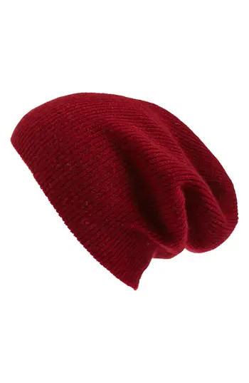 Women's Halogen Slouchy Cashmere Beanie - Red | Nordstrom