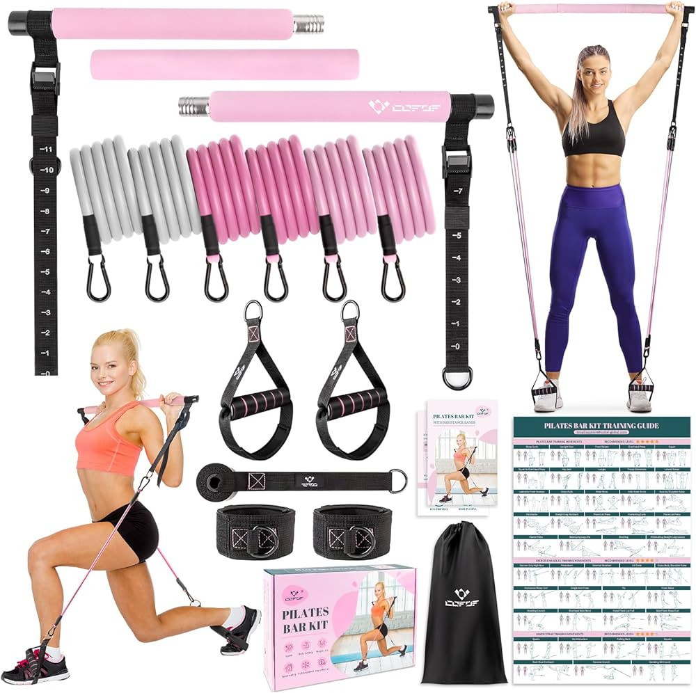 Pilates Bar Kit with Resistance Bands, Multifunctional Yoga Pilates Bar with Heavy-Duty Metal Adj... | Amazon (US)