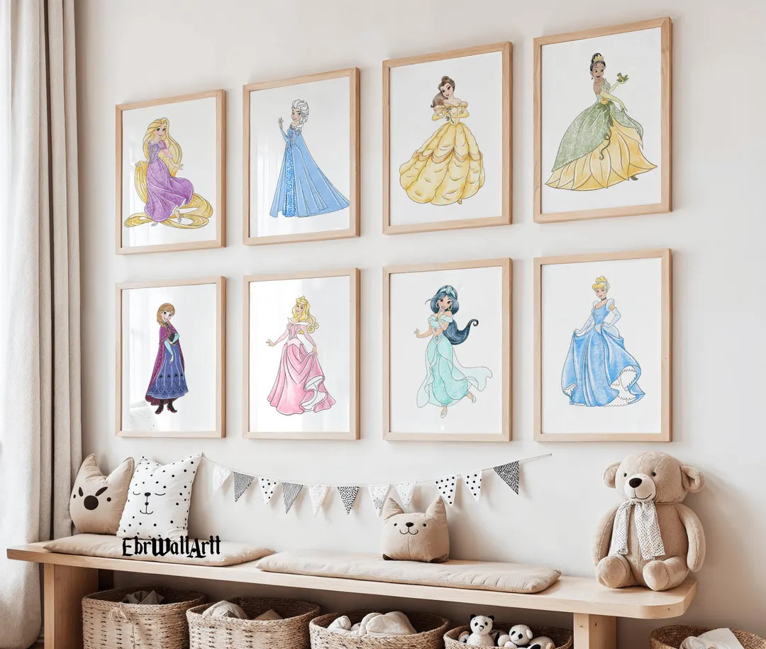 Set of 14 Princess Wall Art Prints, Princess Poster, Princess Wall Decor, Girls Room Decors, Nurs... | Etsy (US)