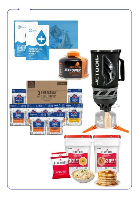 Emergency preparedness items to have on hand! Food storage with a 25 year shelf life, ready in 10-15 minutes. We love our Jet boil, it boils water in under 2 minutes! 

#LTKhome #LTKfamily #LTKsalealert
