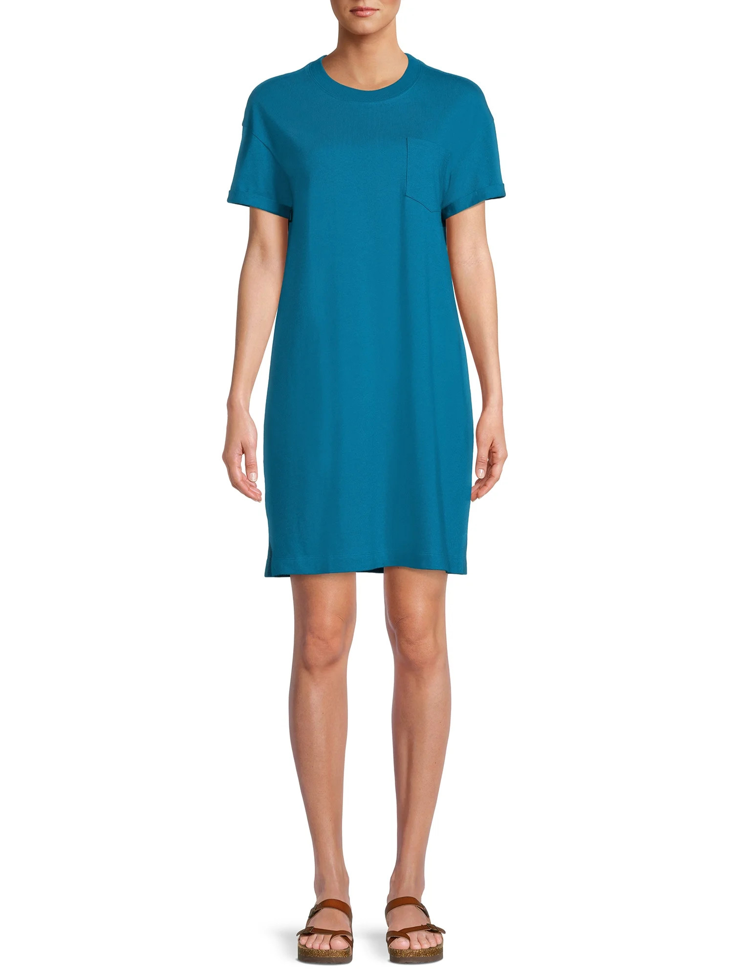 Time and Tru Women's T-Shirt Dress with Chest Pocket - Walmart.com | Walmart (US)