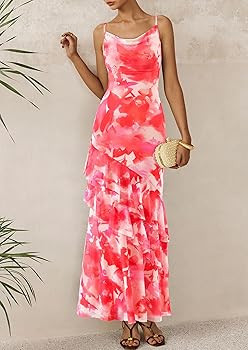 PRETTYGARDEN Maxi Dresses for Women 2026 Summer Tiered Floral Beach Sundress Spaghetti Strap Spri... | Amazon (US)