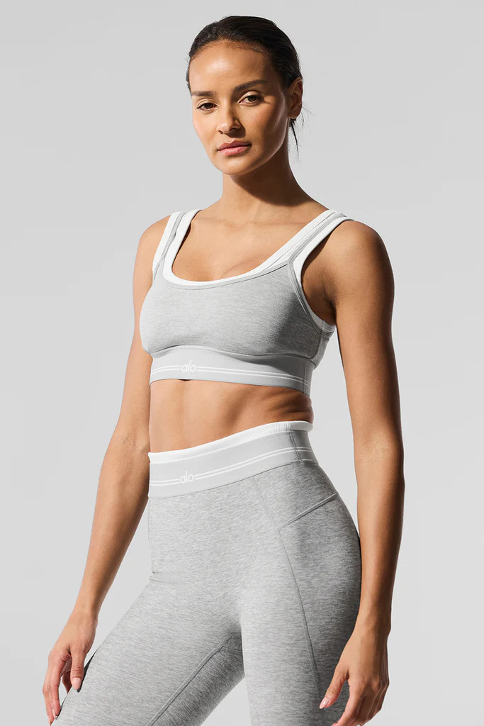 Alosoft Better Together Bra - Athletic Heather Grey/White | Alo Yoga (US)