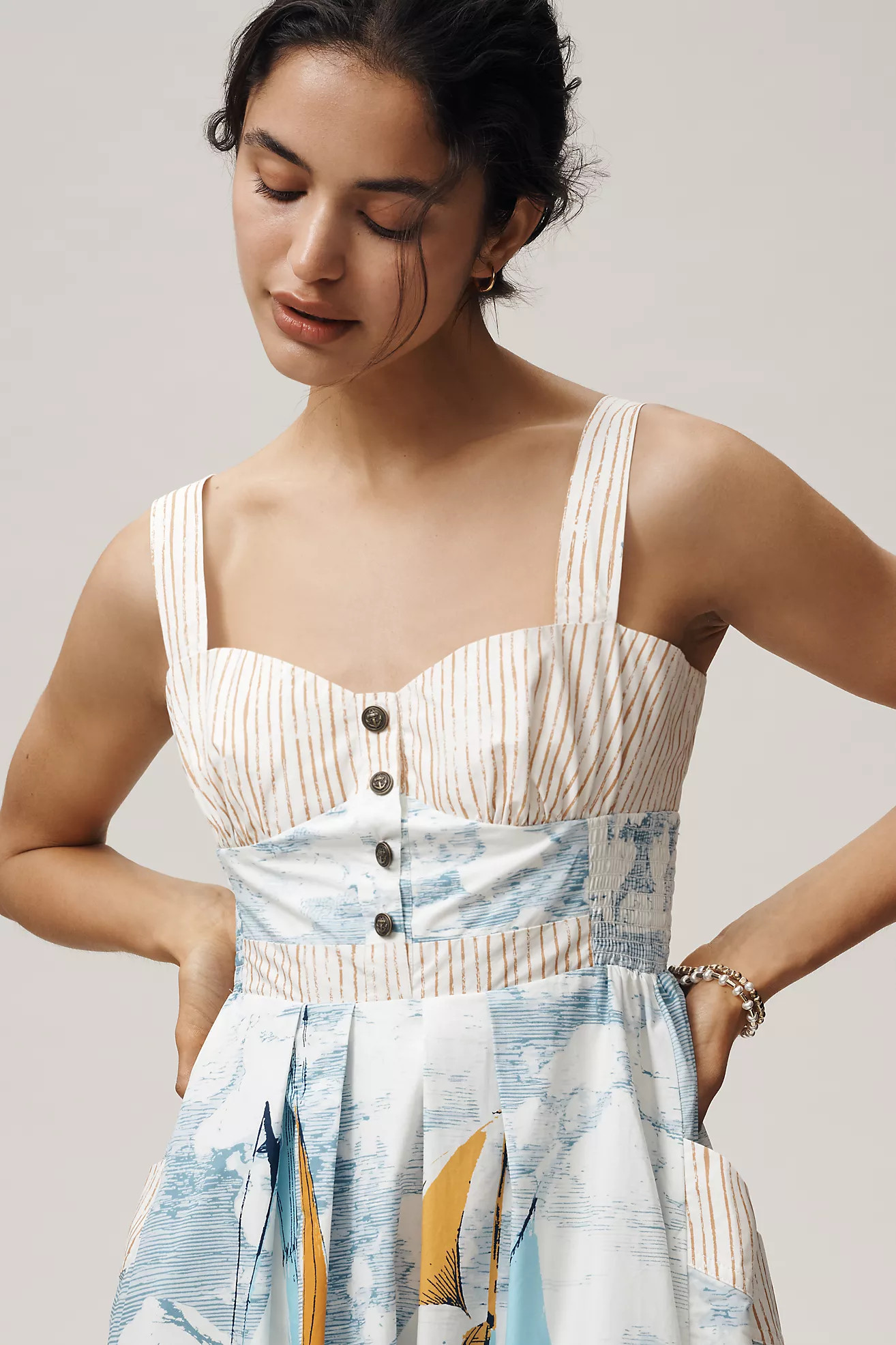 Maeve Cotton Sweetheart Midi Dress | Anthropologie (US)