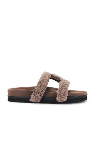 R0AM Fuzzy Cuffs Faux Fur Sandal in Taupe from Revolve.com | Revolve Clothing (Global)