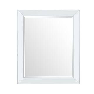 HOMESTOCK 30 in. x 36 in. Modern Square Framed Wall Mirrored Bevel Vanity Mirror 66912 | The Home Depot