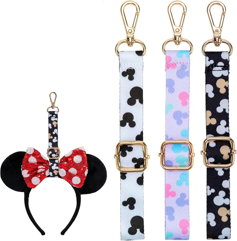3PCS Mouse Ear Holder for Backpack Theme Park Trip Essentials Bag Charm Adjustable Keychain Lanya... | Amazon (US)