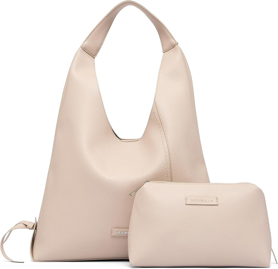 NEWBELLA Women's Vegan Leather Shoulder Bag - Spacious Tote Purse with Wallet, Minimalist Hobo Ba... | Amazon (US)