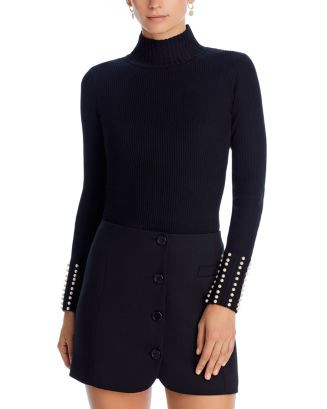 AQUA Faux Pearl Cuff Rib Knit Sweater - Exclusive   | Bloomingdale's Women | Bloomingdale's (US)