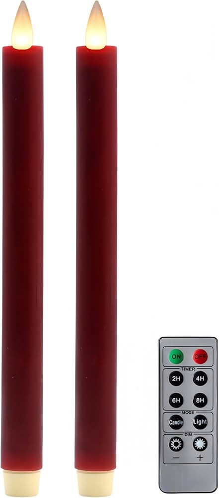 Flameless Taper Candles Flickering with Remote and Timer, 3D Moving Flame Taper Candle Battery Op... | Amazon (US)