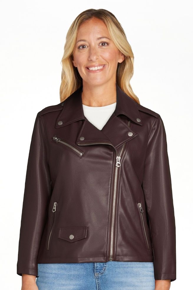 Scoop Women's Faux Leather Moto Jacket, Sizes XS-XXL | Walmart (US)
