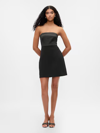 Strapless Mixed Media Mini Dress | Gap (US)