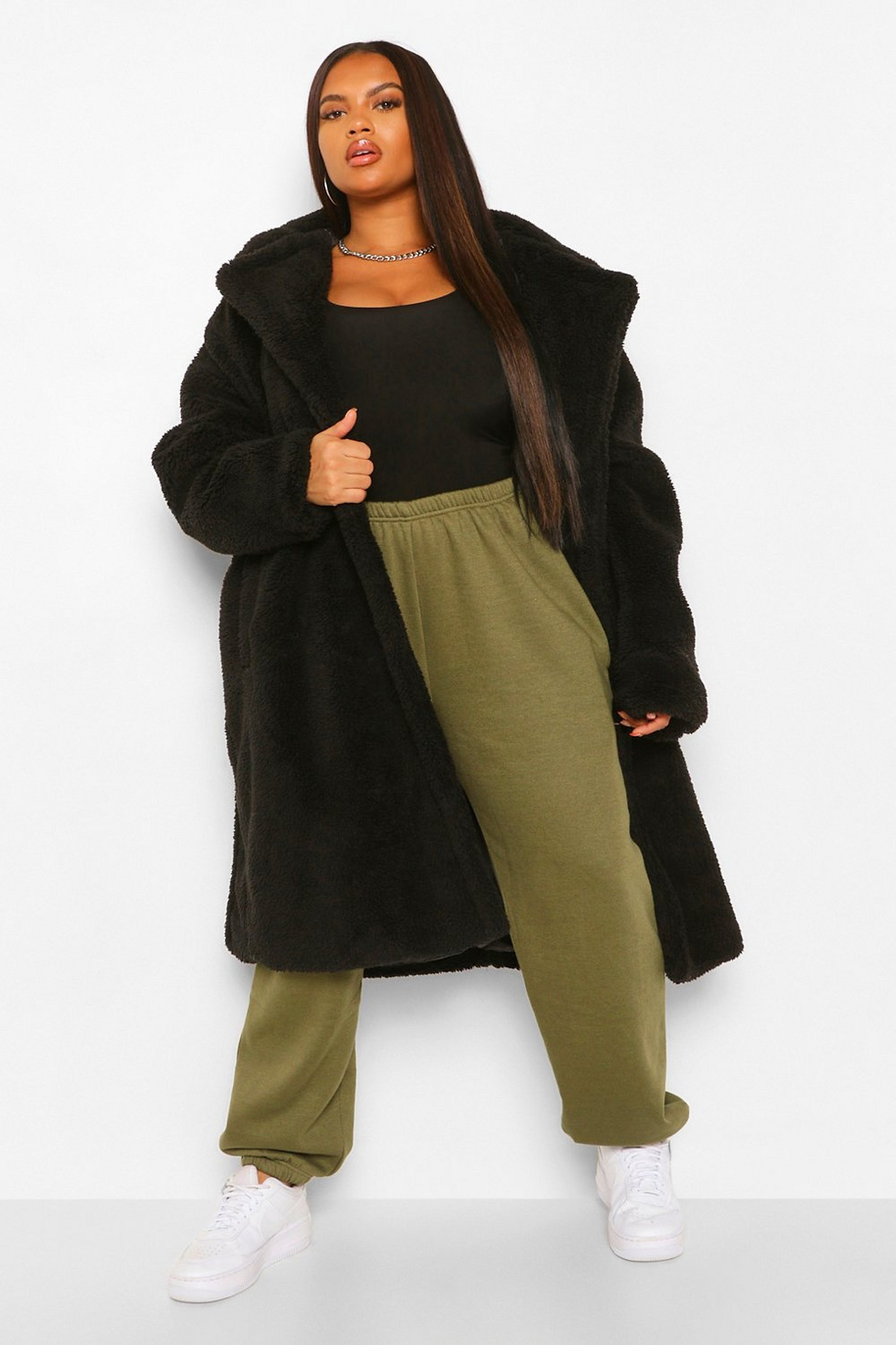 Plus Teddy Faux Fur Pocket Detail Maxi Coat | Boohoo.com (US & CA)