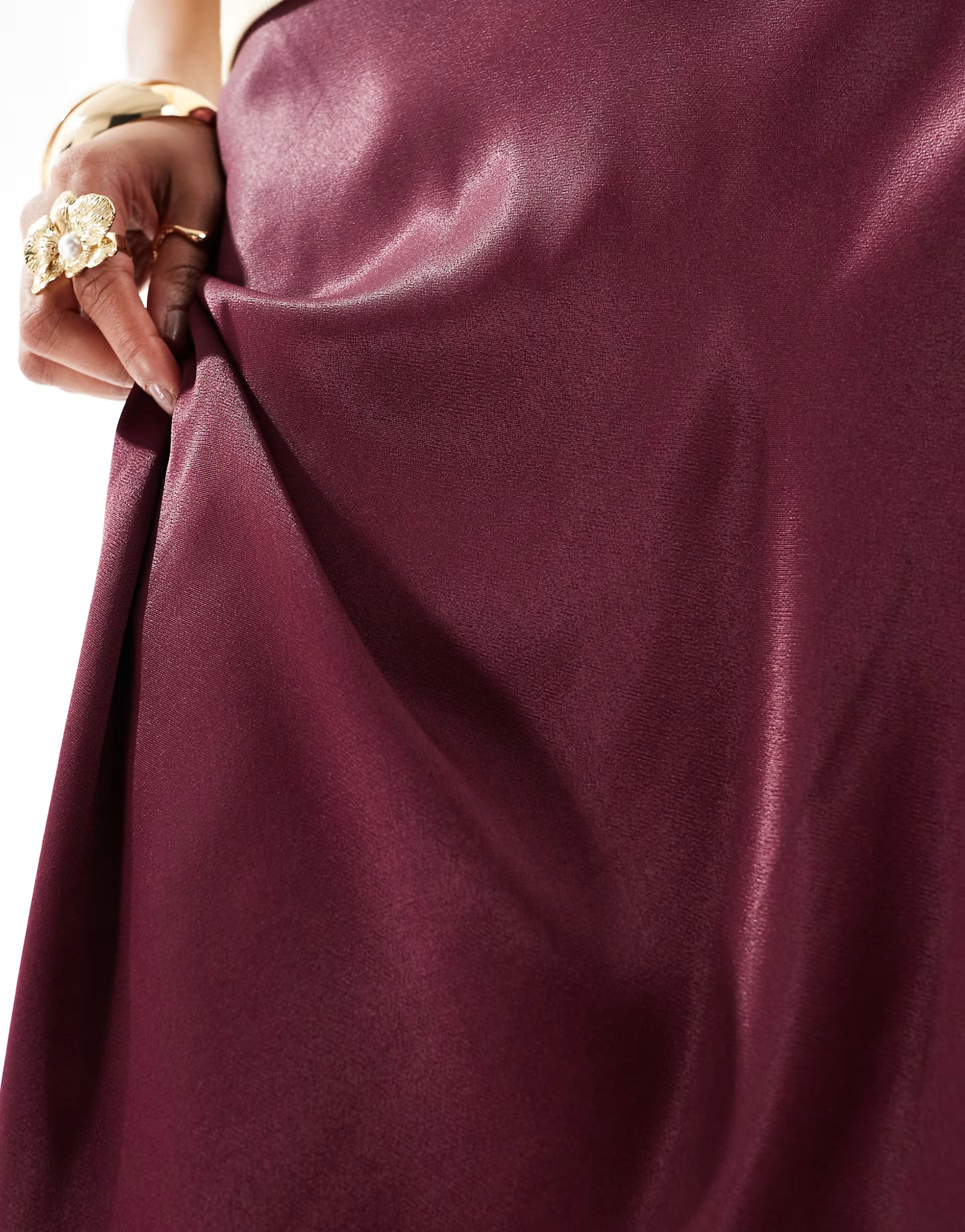 & Other Stories satin slip midi skirt in burgundy | ASOS (Global)