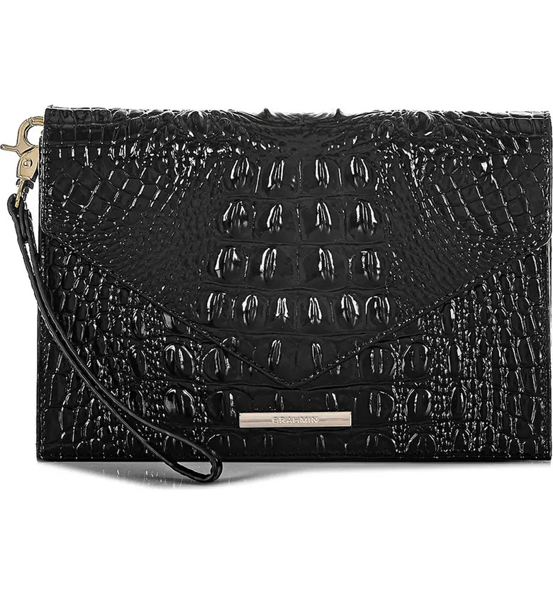 Sara Croc Embossed Leather Clutch | Nordstrom