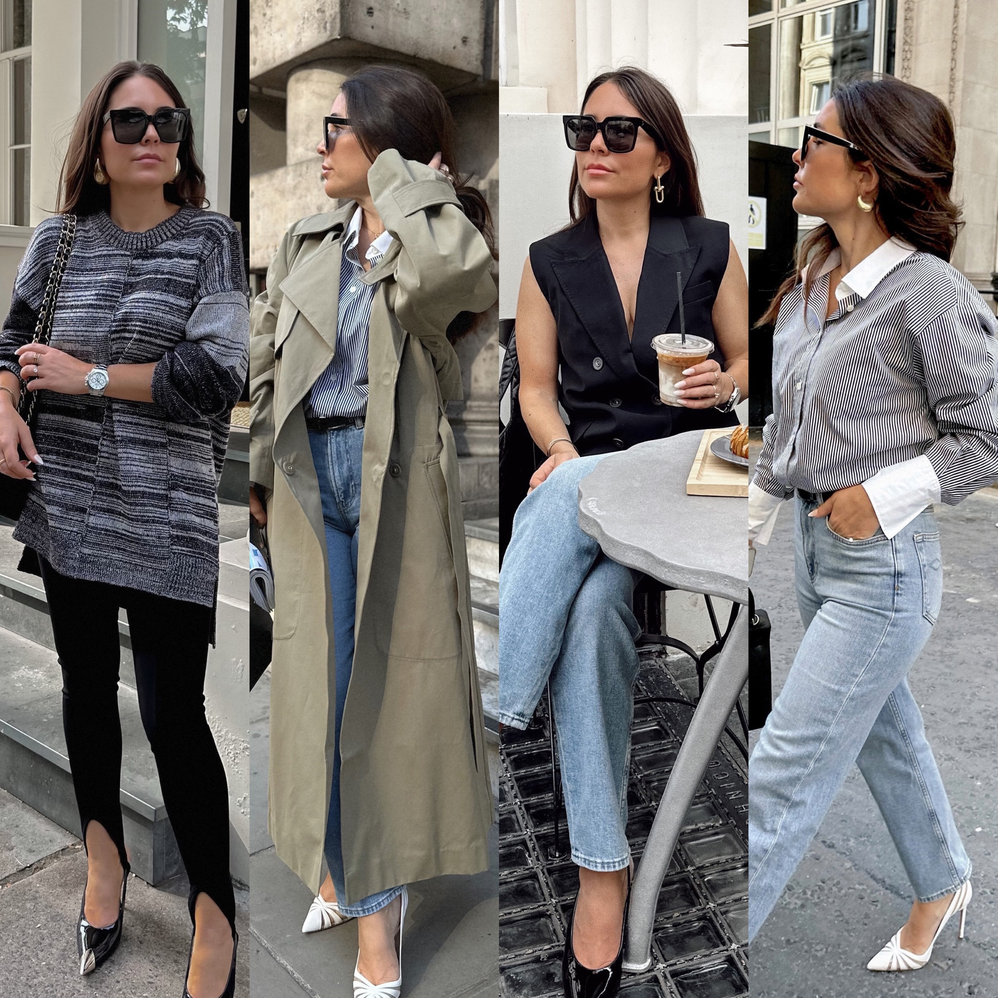 My week in comfortable but chic outfits. Each item is very versatile. I am wearing the grey cotton jumper with it’s loose fit in a size S. The stirrup leggings which I wear in a size DE35 have a great stretch and are also wearable as a petite woman. The trench coat (wearing size UK8) has a nice length and is perfect for the autumn weather here in London. The black waistcoat/vest (wearing size FR36) can be styled in so many ways. I like it over jeans or leggings for a casual but chic look. The striped shirt (wearing size S) is great for office looks but also for a casual day styling. I paired it with these super comfortable straight leg jeans which I wear in a size FR36. The best is, that one can mix and match all of the items which creates a lot of different outfits. 

#LTKeurope #LTKover40 #LTKfamily