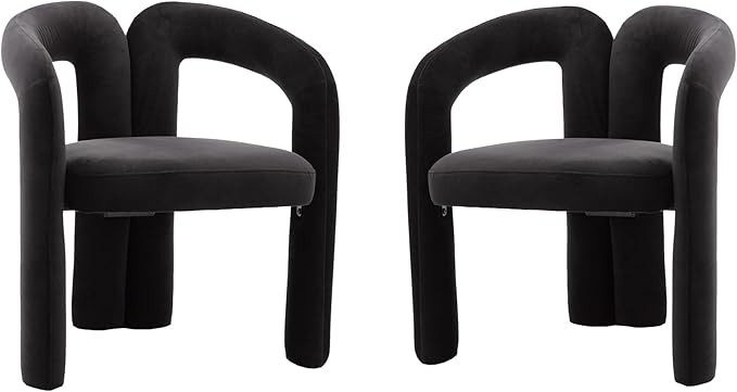 Modern Dining Chairs Set of 2, Contemporary Designed Boucle Fabric Upholstered Accent Chair, Comf... | Amazon (US)