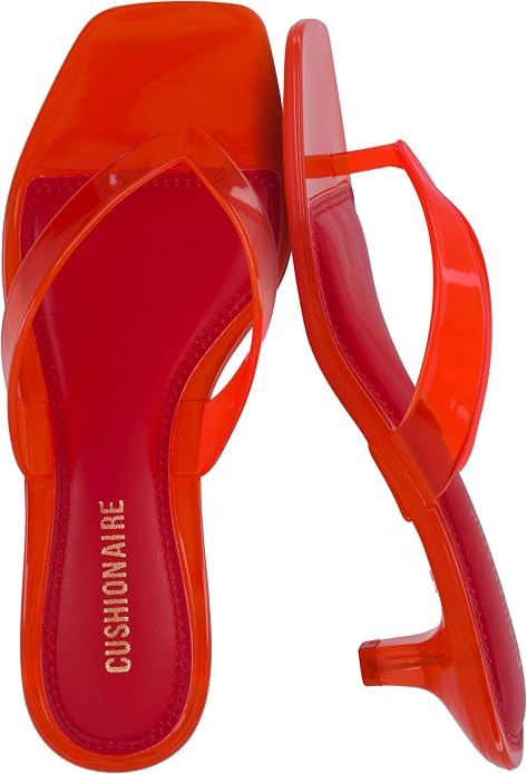 CUSHIONAIRE Riot Jelly Thong Kitten Heels for Women | Amazon (US)