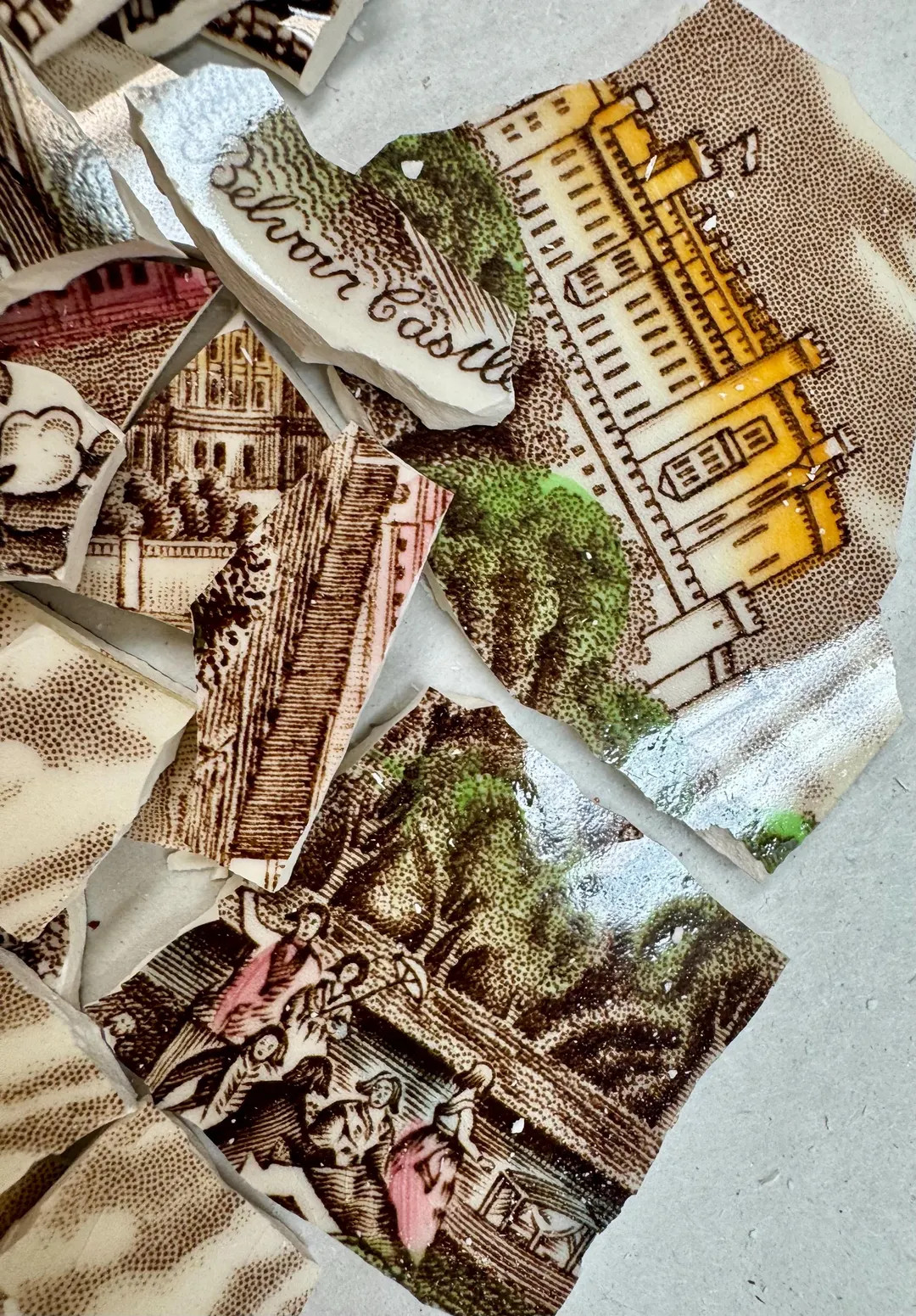 Transferware BROWN Mosaic Tiles – Vintage Brown China, Castle Scenes (100pcs). | Etsy (Global)