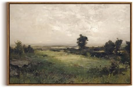 InSimSea Framed Canvas Wall Art Vintage Decor, Large Wall Art, Wild Field Landscape Painting Prin... | Amazon (US)