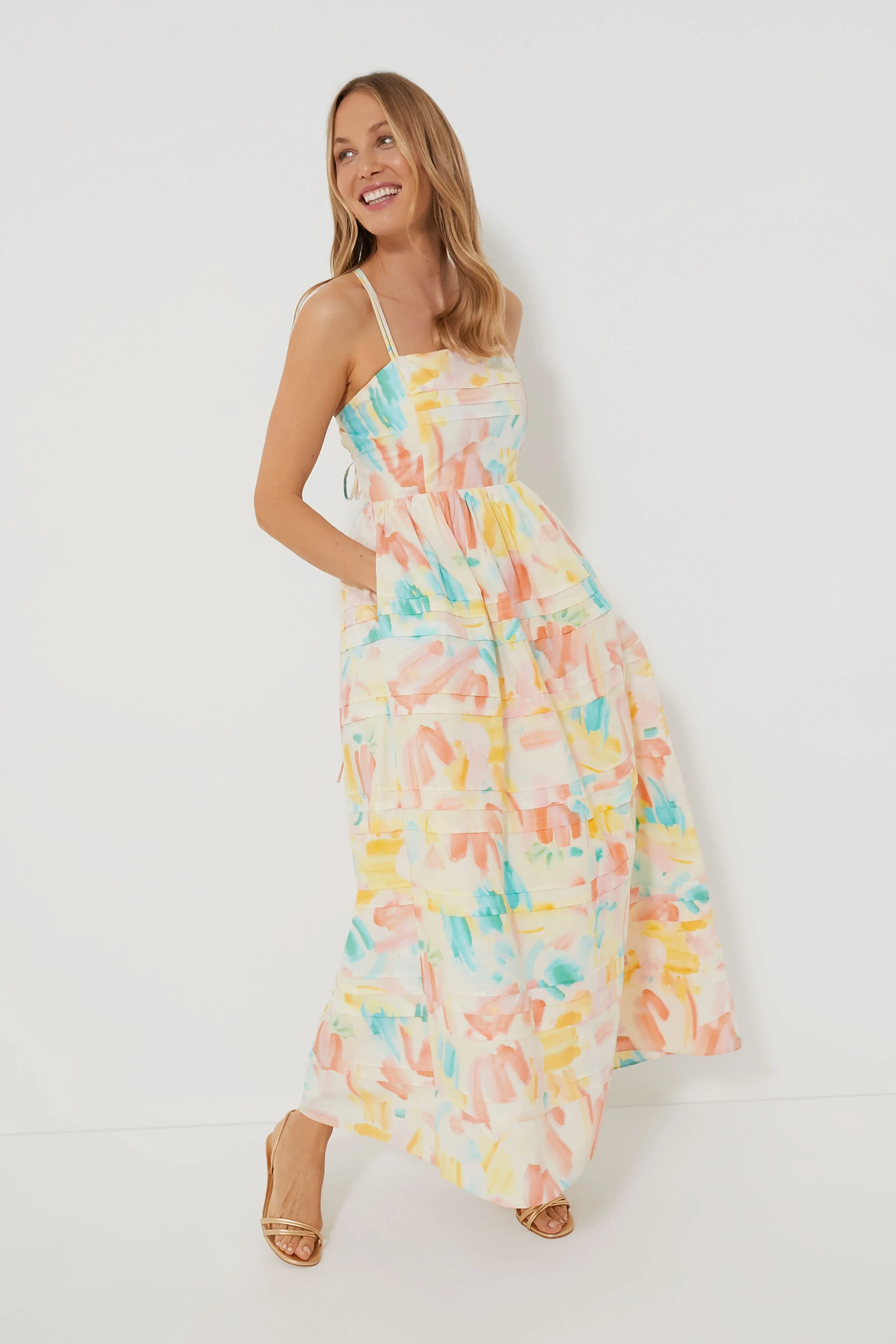 Multi Watercolor Open Back Whitley Maxi Dress | Tuckernuck (US)