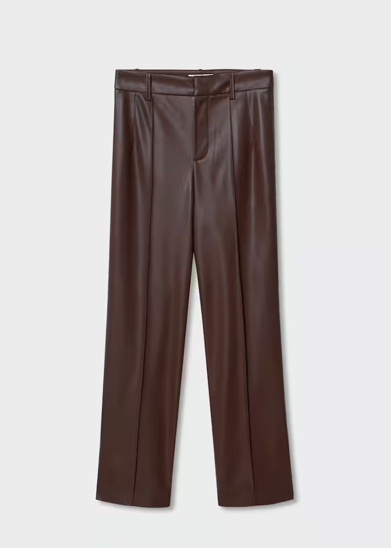 Leather-effect straight trousers -  Women | Mango United Kingdom | MANGO (UK)
