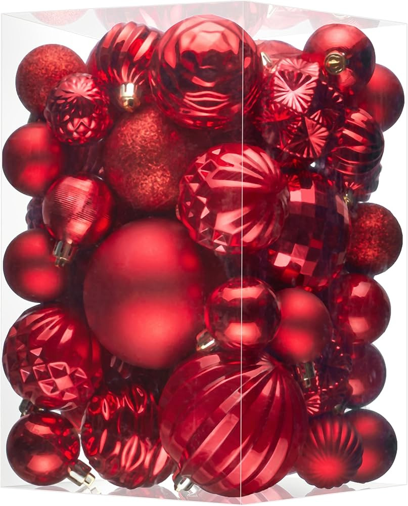 JORNOY Christmas Tree Ornaments Set, 47 Pack Assorted Shatterproof Hanging Balls Decorations, Pla... | Amazon (US)