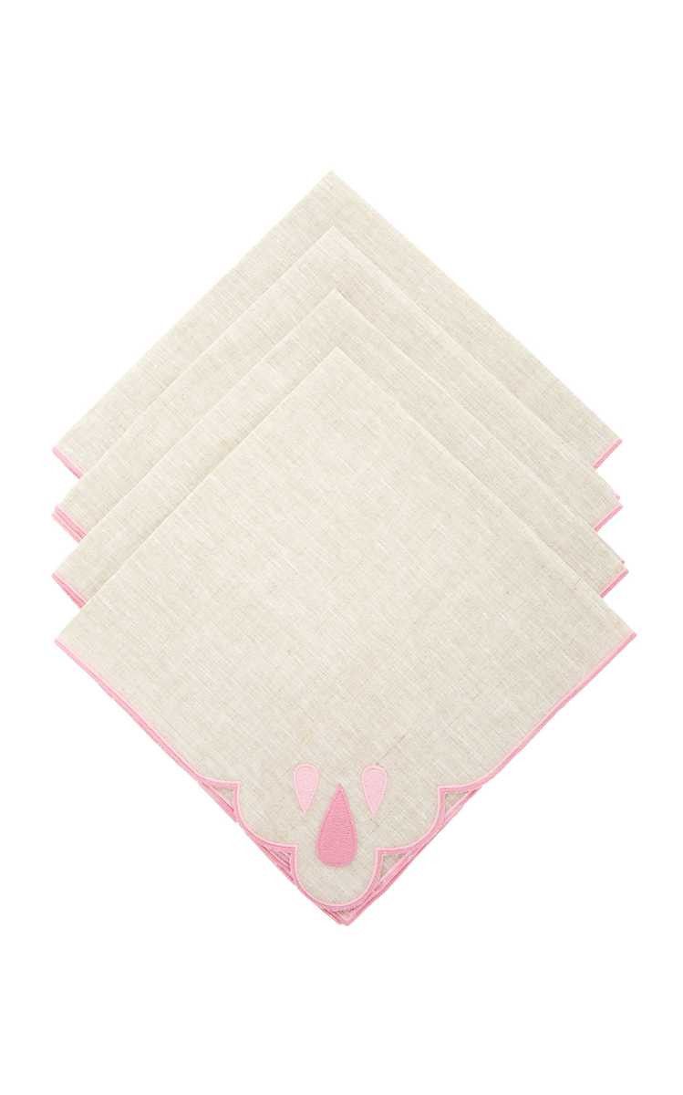 Set-Of-Four Embroidered Linen Dinner Napkins | Moda Operandi (Global)
