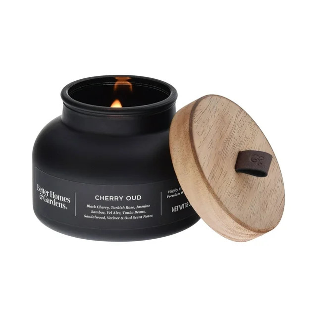 Better Homes & Gardens Cherry and Oud Scented Wooden Wick 18oz Bell Jar Candle | Walmart (US)