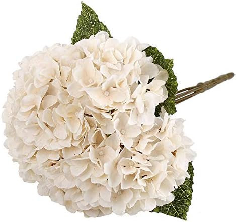 Jim`s Cabin Artificial Flowers Silk Hydrangea Flowers with 5 Big Heads Fake Flower Bunch Bouquet ... | Amazon (US)