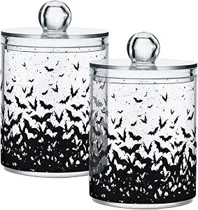 Vnurnrn Clear Plastic Jar Set for Cotton Ball, Cotton Swab, Cotton Round Pads, Floss, Bats Hallow... | Amazon (US)