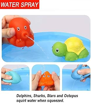 Bath Toy, Water Spraying Discoloration Floating Animals, Bathroom Pool Accessory, Shark Fishing P... | Amazon (US)