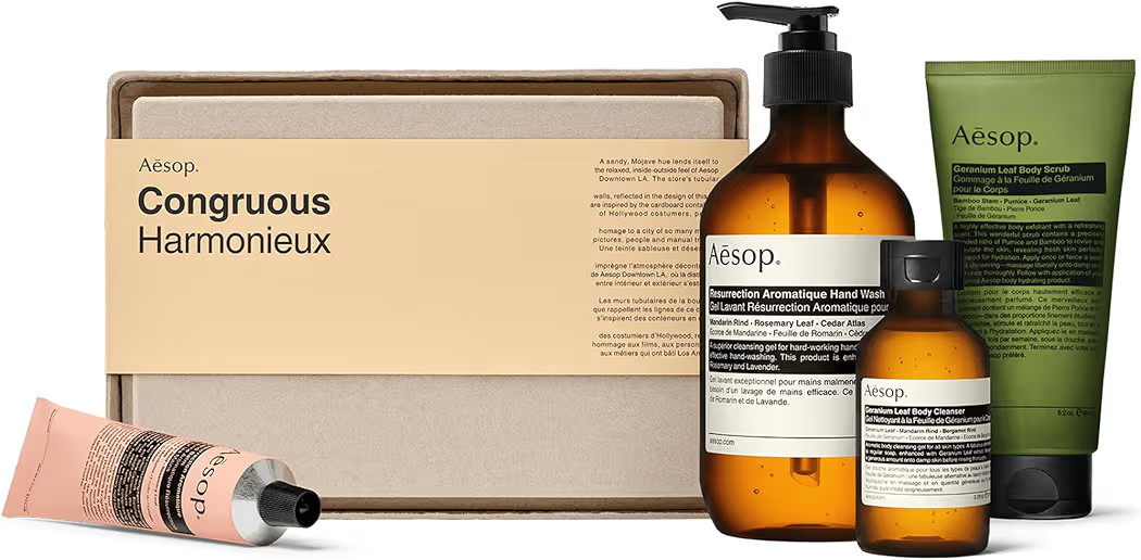 Aesop Congruous Gift Set | Resurrection Aromatique Hand Wash & Balm, Geranium Leaf Body Scrub & C... | Amazon (US)